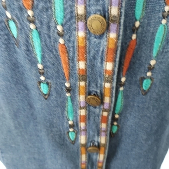 Vintage 80's Bob‎ Mackie Wearable Art  Denim Southwestern Embroidered Shacket - Picture 12 of 16